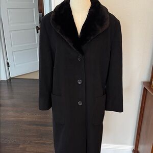 Calvin Klein Collection cashmere and fur collar coat